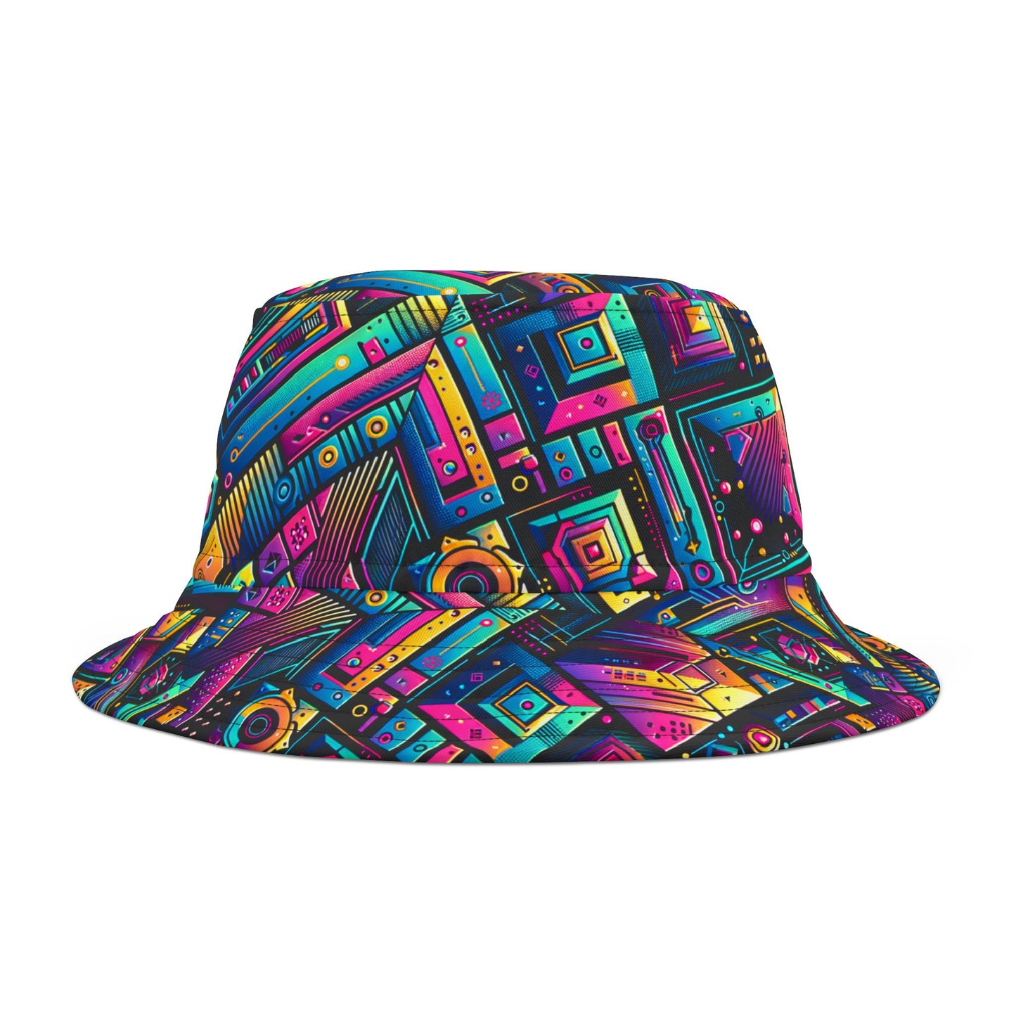 Tech-Inspired Graphics Cyberpunk Cool Bucket Hat - 8404 Design-46