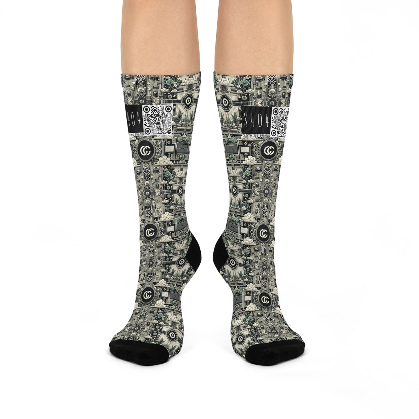 Cyber Garden Party Tech Garden Extravaganza Cushioned Crew Socks - 8404 Design-54