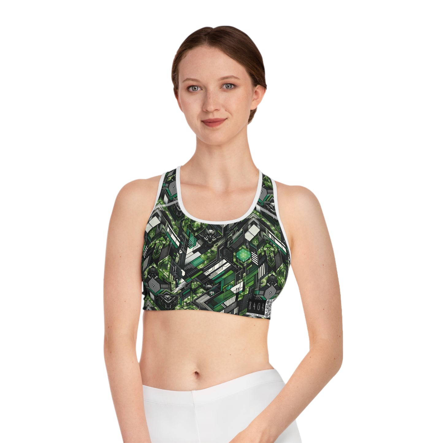 Tech Camo Fusion Tech-Forward Streetwear With a Futuristic Edge Sports Bra - 8404 Design-58