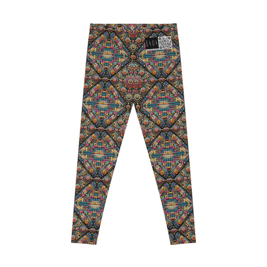 Cultural Fusion Tech Blend of Cultural Heritage With Tech-Inspired Elements Stretch Leggings - 8404 Design-58
