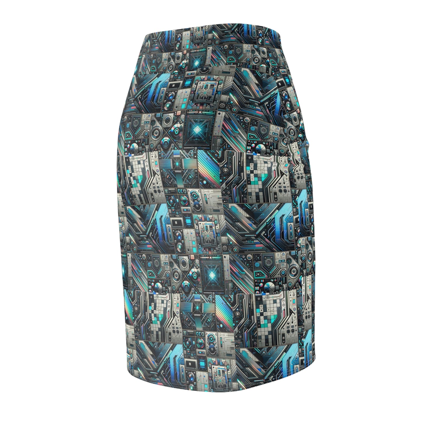 Tech-Infused Futurism Sleek Tech Edge Women's Pencil Skirt - 8404 Design-48