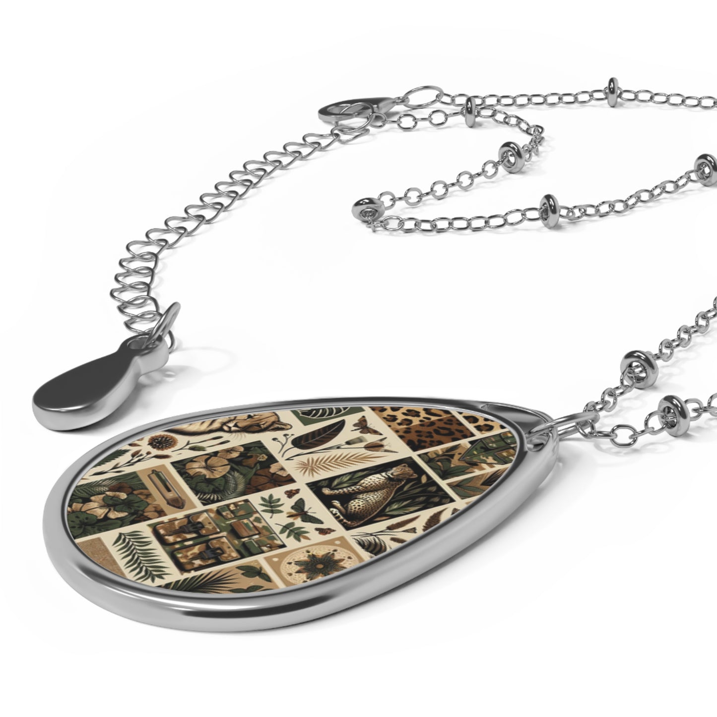 Streetwear Safari Urban Jungle Explorer Oval Necklace - 8404 Design-51
