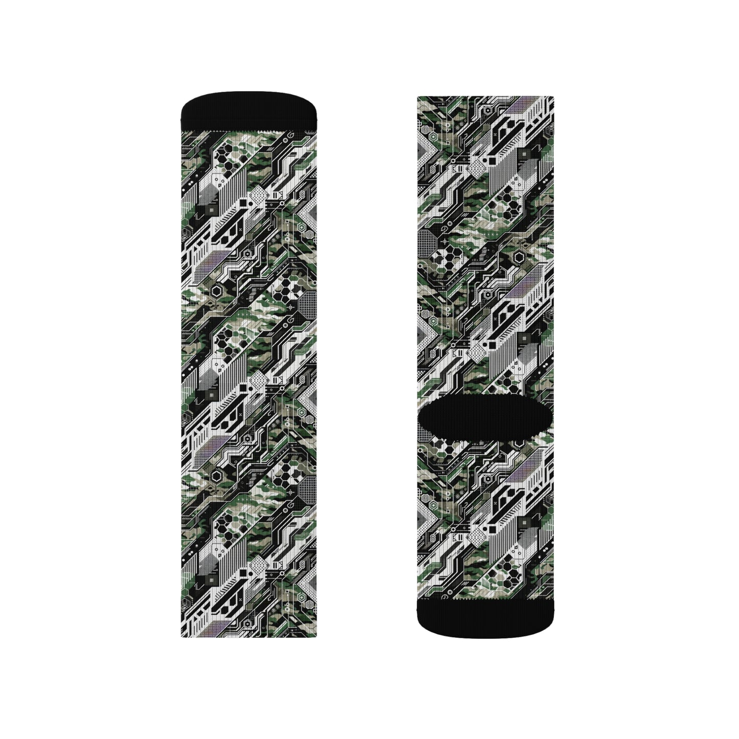 Tech Camo Fusion Tech-Forward Streetwear With a Futuristic Edge Sublimation Socks - 8404 Design-46