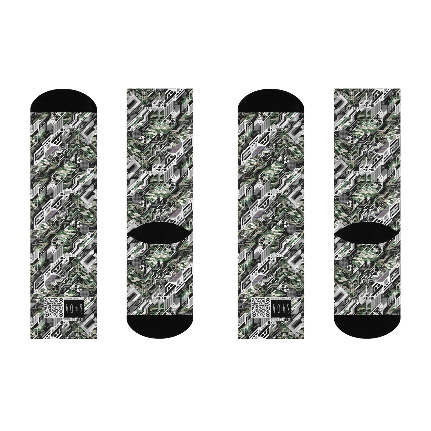 Tech Camo Fusion Tech-Forward Streetwear With a Futuristic Edge Cushioned Crew Socks - 8404 Design-46