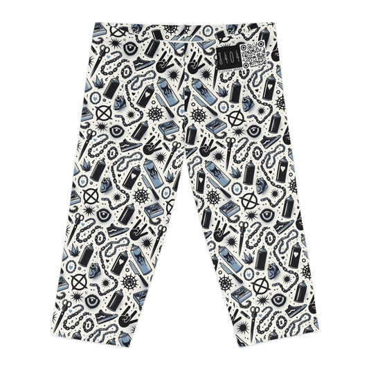 Cultural Rebellion Graphics Edgy and Rebellious With a Hint of Nostalgia Women's Capri Leggings - 8404 Design-57