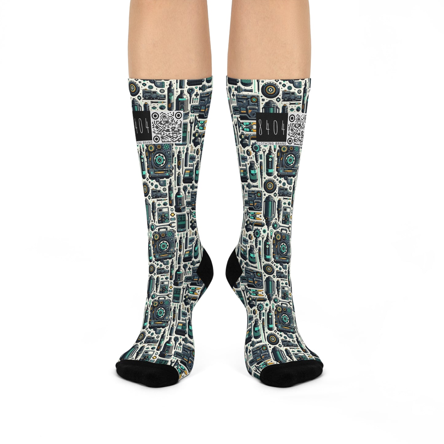 Tech Utility Fusion Modern Tech Streetwear Cushioned Crew Socks - 8404 Design-53