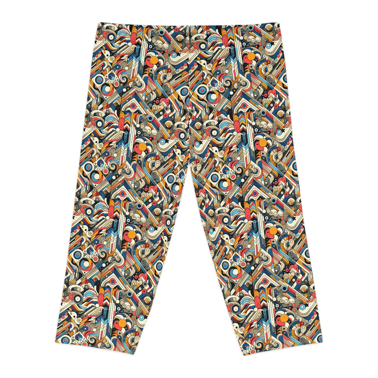 Abstract Graphic Art Modern Artistic Expression Women's Capri Leggings - 8404 Design-62