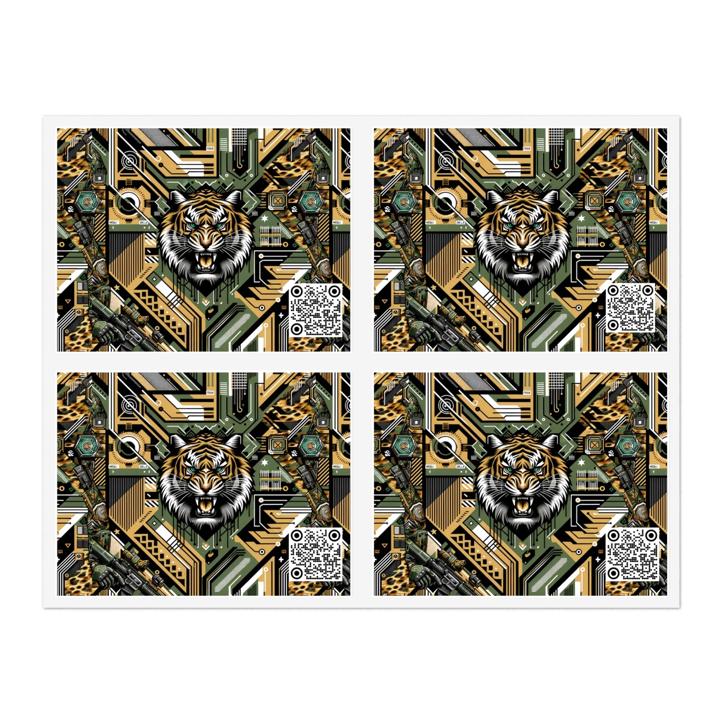 Neo-Camo Fusion Tech-Forward Streetwear Sticker Sheets - 8404 Design-58