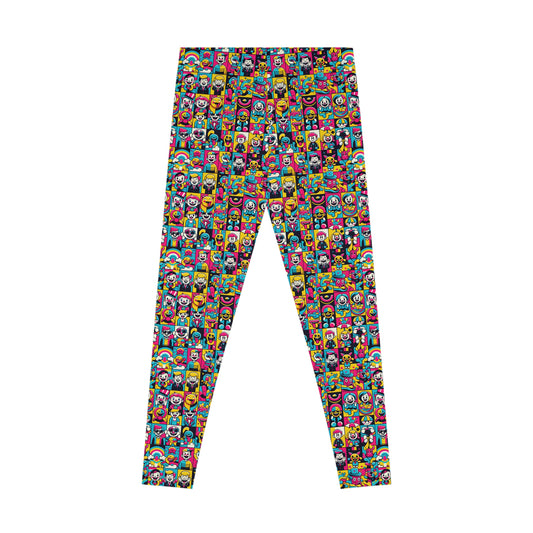 Neon Pop Playful Pop Culture Mashup Stretch Leggings - 8404 Design-60