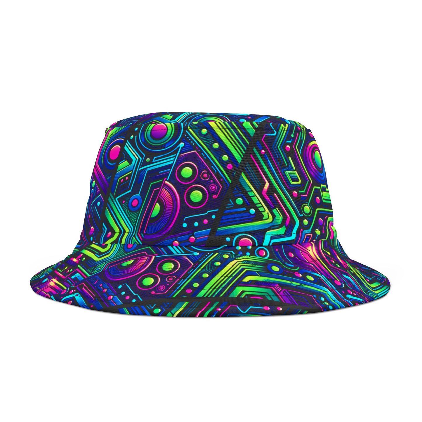 Tech-Infused Neon Tech-Forward Streetwear Bucket Hat - 8404 Design-44