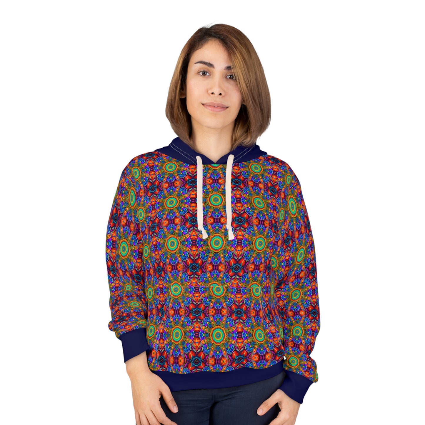 8404's Unisex Adult "flowers of Acid in Dark Blue" Fashion Pullover Hoodie