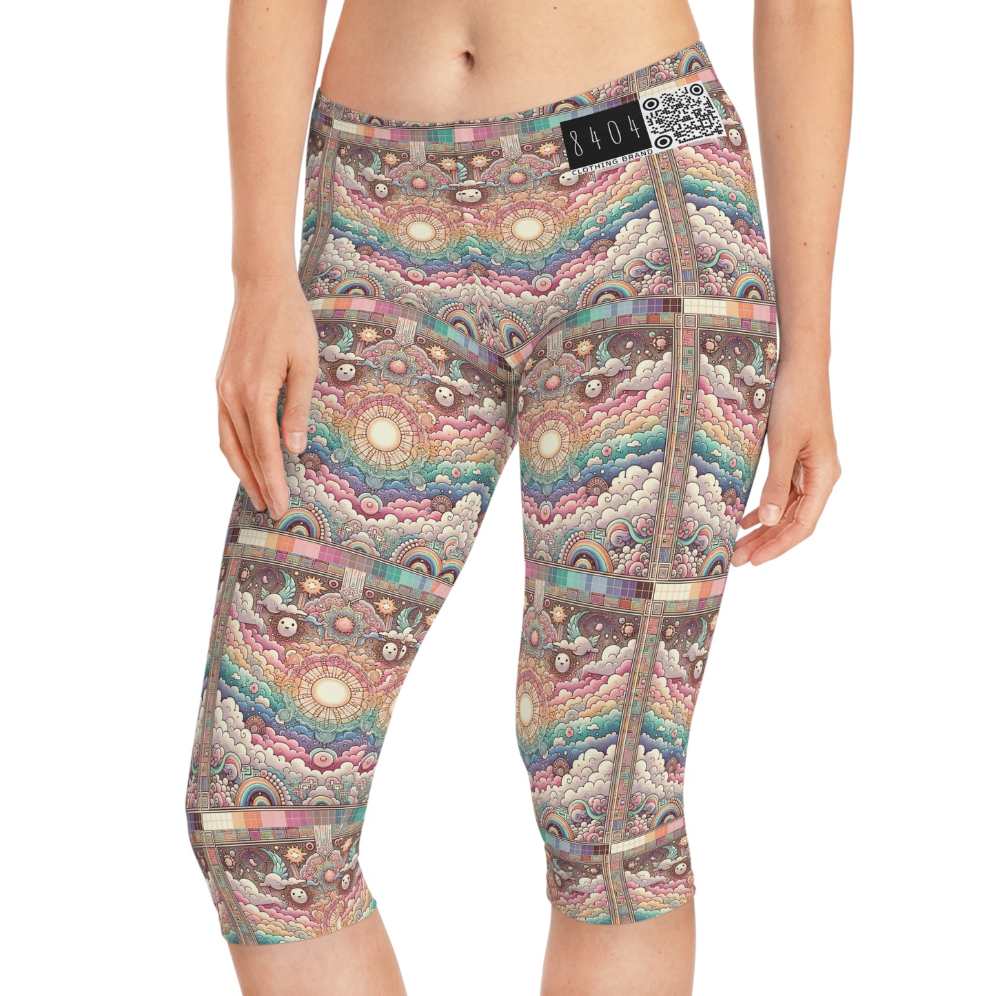 Digital Dreamland Whimsical and Nostalgic Streetwear With a Digital Twist Women's Capri Leggings - 8404 Design-56