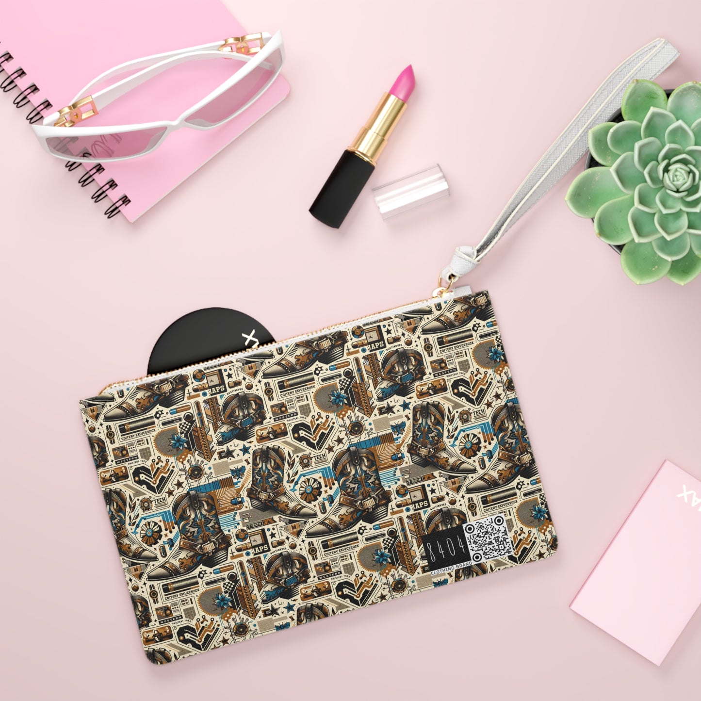 Digital Cowboy Chic Tech-Infused Western Fusion Clutch Bag - 8404 Design-45