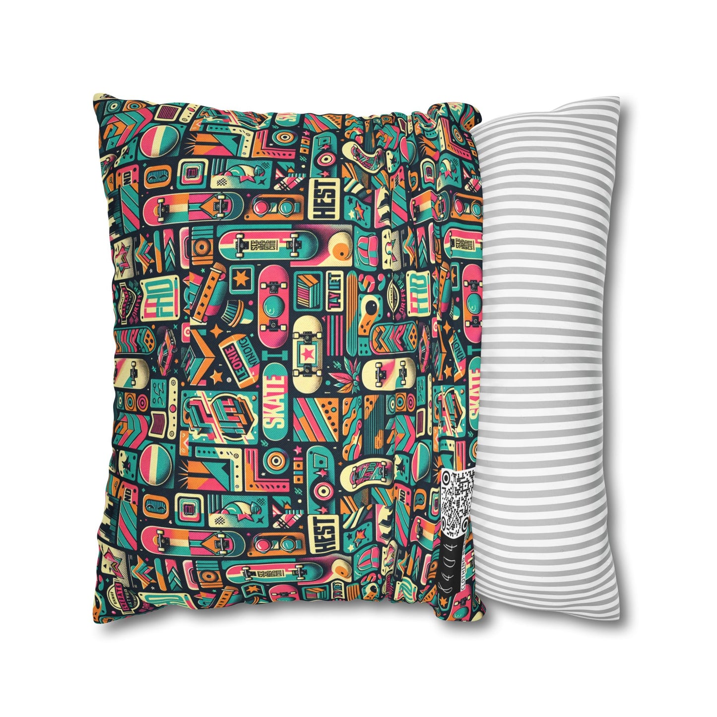 Skate Culture Revival Urban Retro Cool Spun Polyester Square Pillowcase - 8404 Design-61