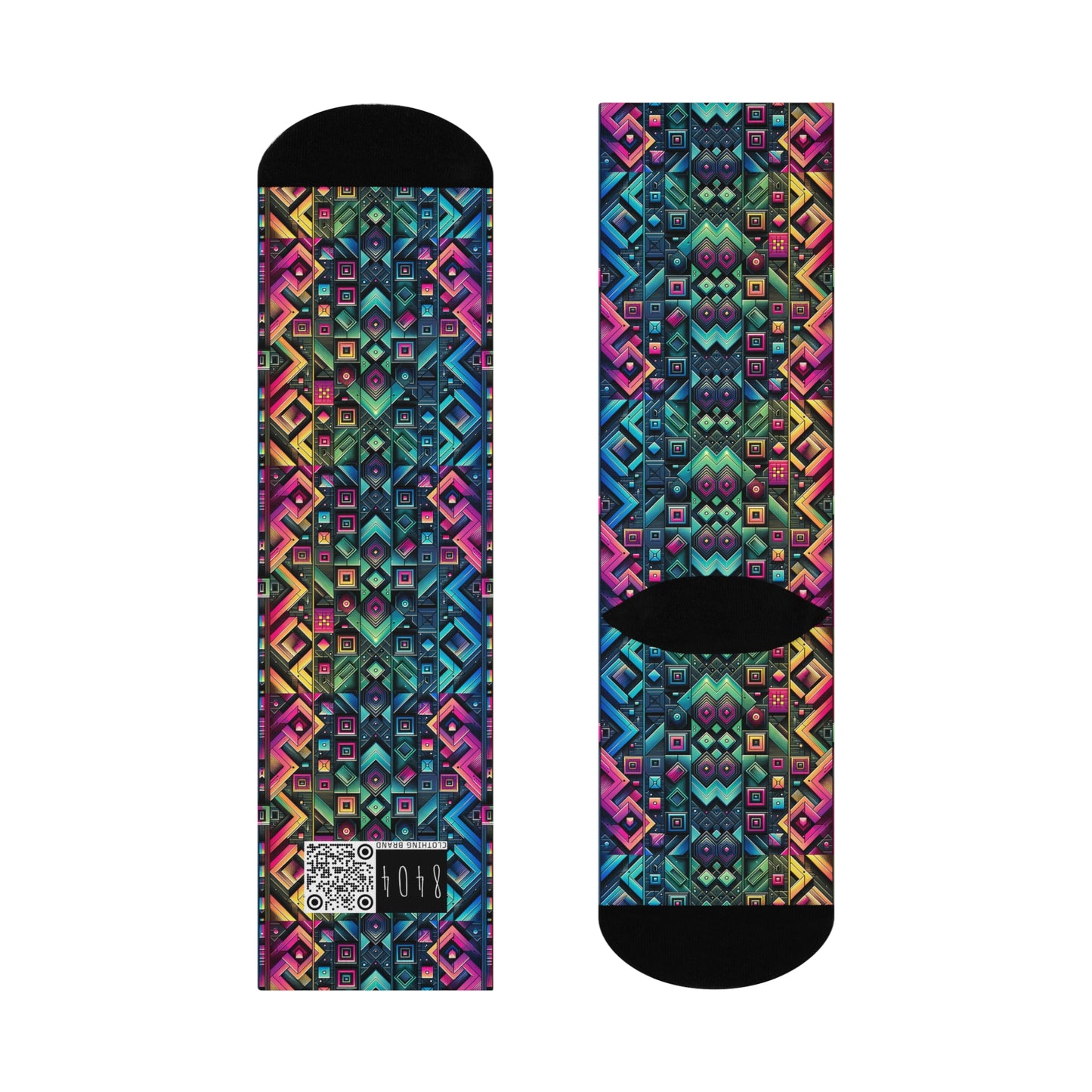 Tech-Inspired Graphics Cyberpunk Cool Cushioned Crew Socks - 8404 Design-58