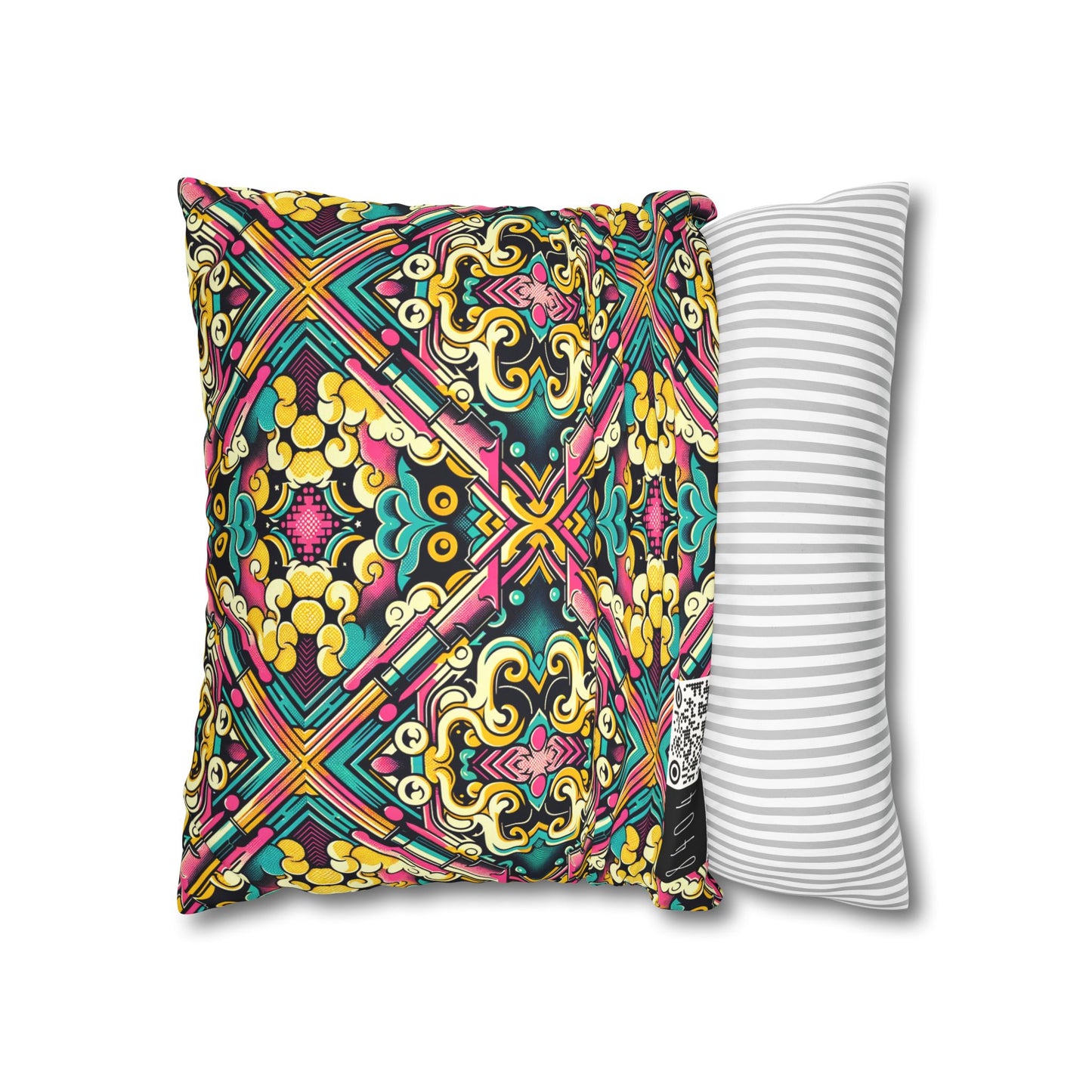 Neon Pop Art Revival Pop Culture Retro Faux Suede Square Pillowcase - 8404 Design-59