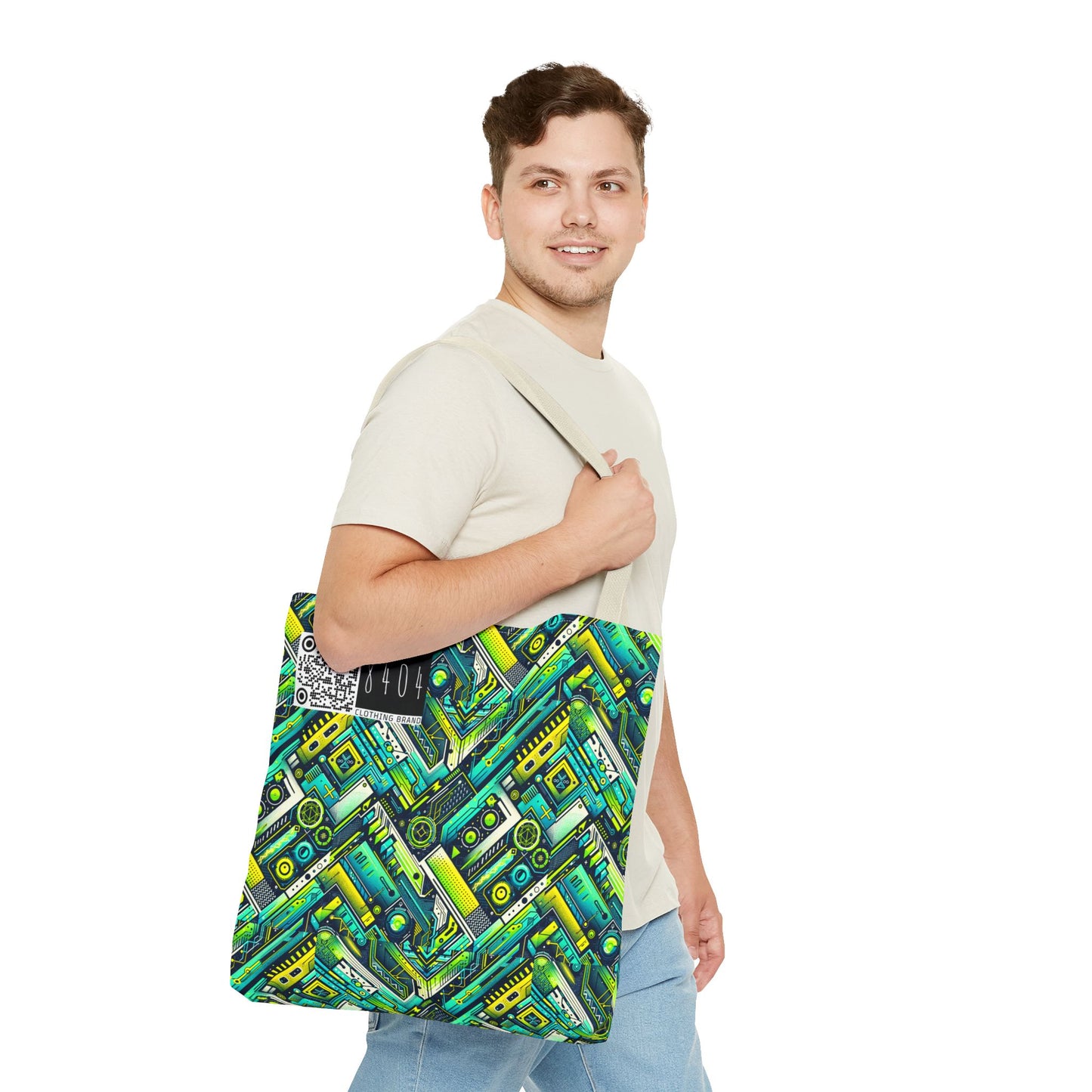 Tech-Infused Neon Tech-Forward Streetwear Tote Bag - 8404 Design-52