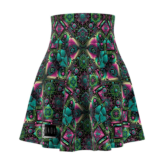 Tech-Infused Graphics Tech-Forward Streetwear Women's Skater Skirt - 8404 Design-45