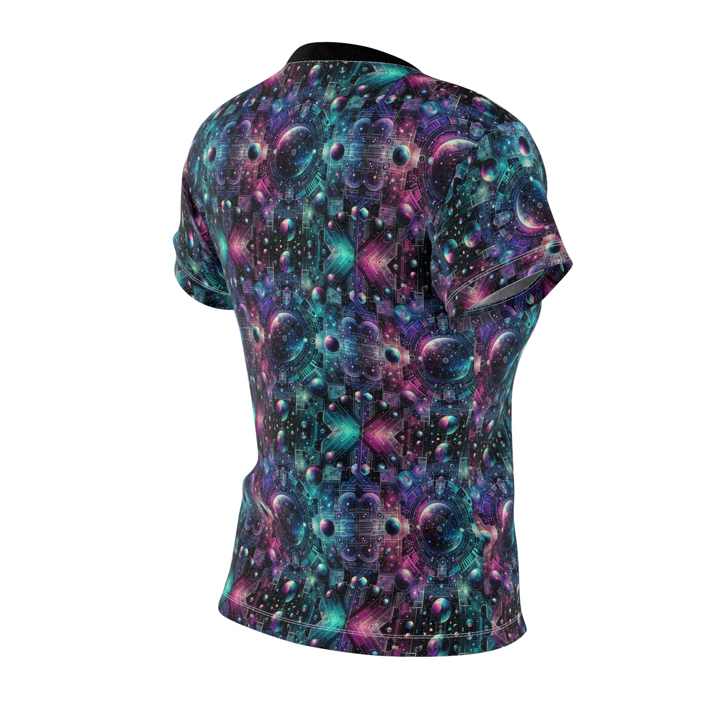 Galactic Hues Tech-Forward Cosmic Fusion Women's Cut & Sew Tee - 8404 Design-59