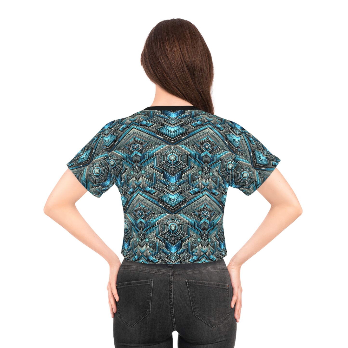 Tech-Infused Futurism Sleek Tech Edge Crop Tee - 8404 Design-49