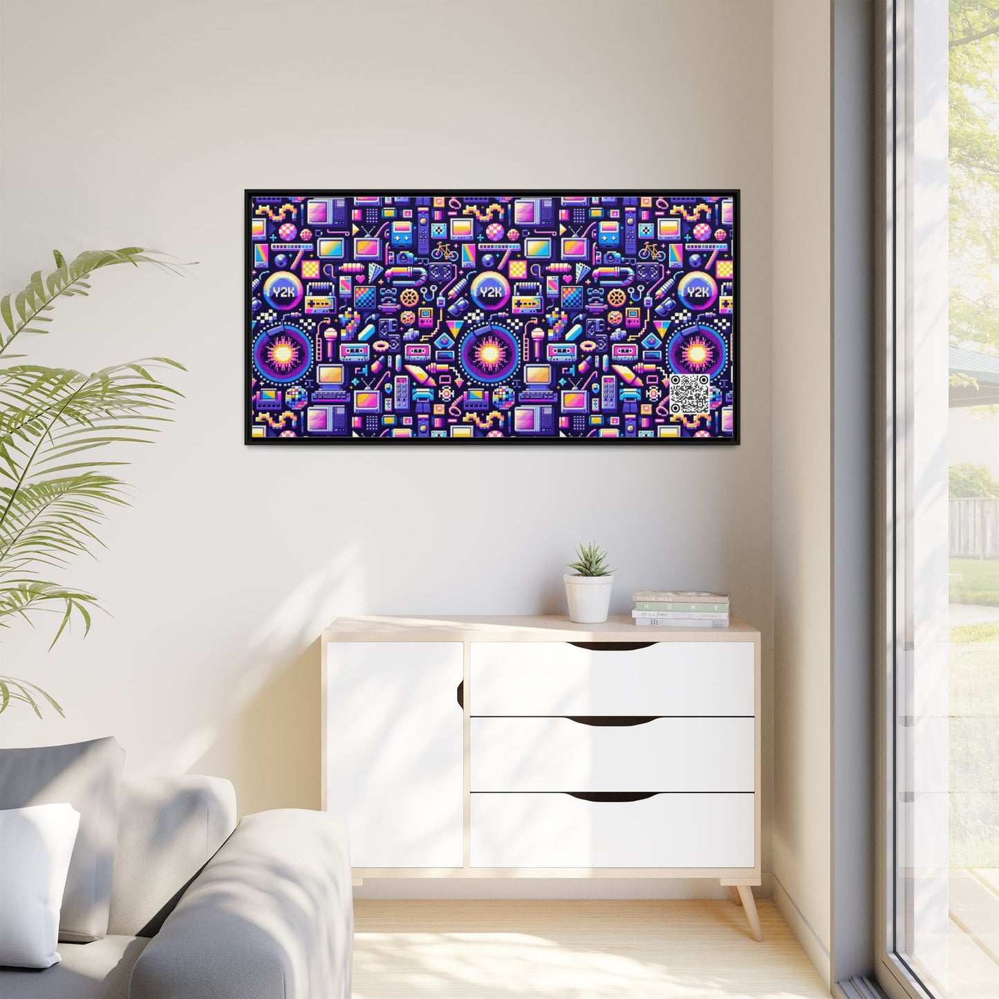 Digital Nostalgia Modern Retro Fusion Matte Canvas, Framed (multi-Color) - 8404 Design-64 B
