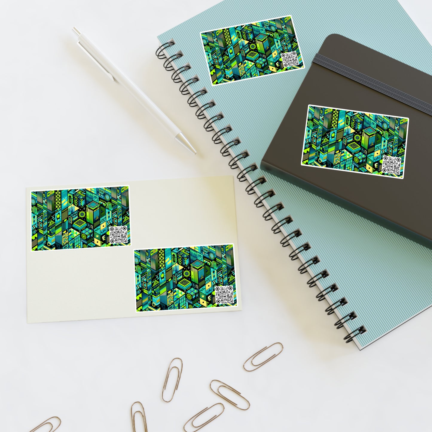 Tech-Infused Neon Tech-Forward Streetwear Sticker Sheets - 8404 Design-61