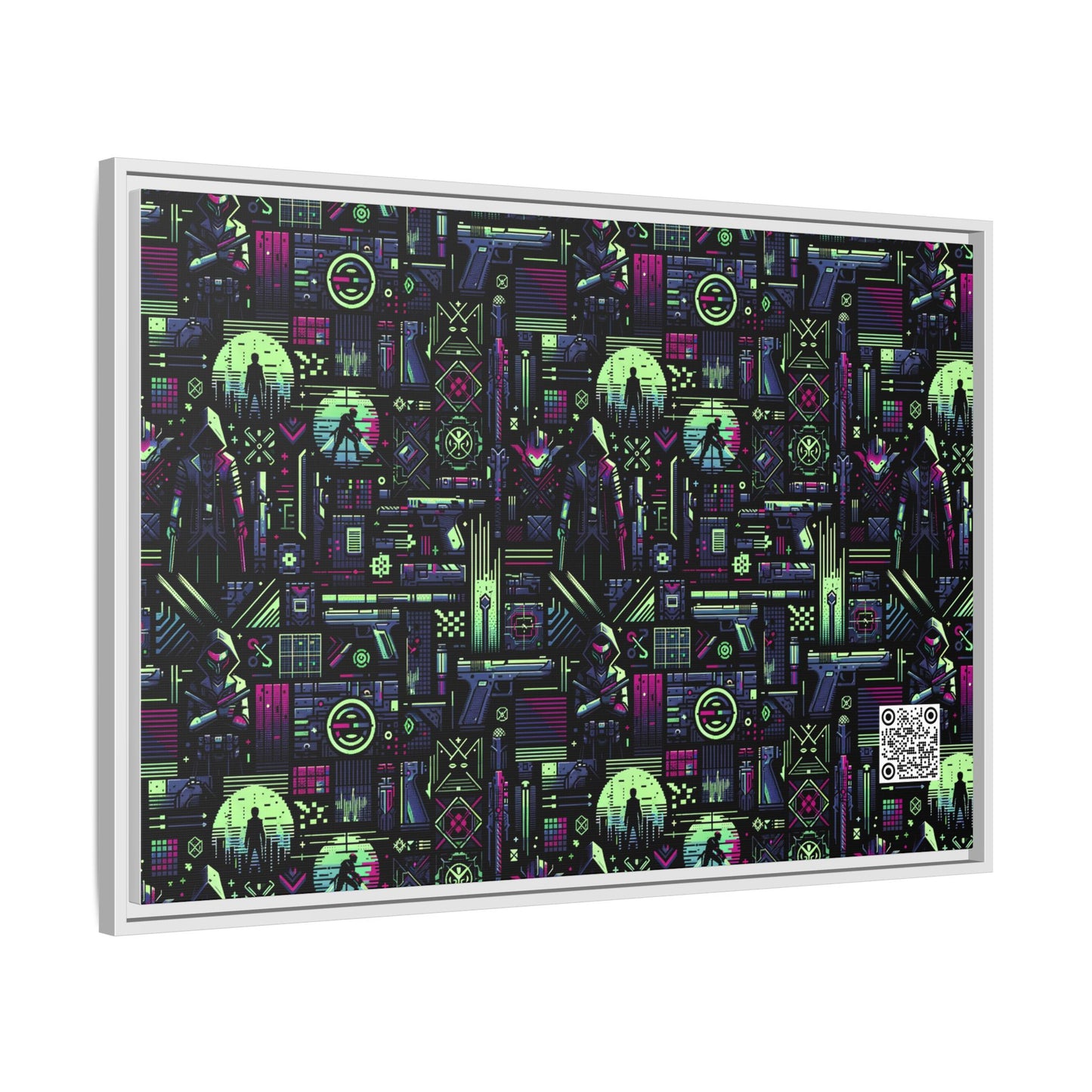 Tech Noir Futuristic Cyberpunk Matte Canvas, Framed (multi-Color) - 8404 Design-63 A