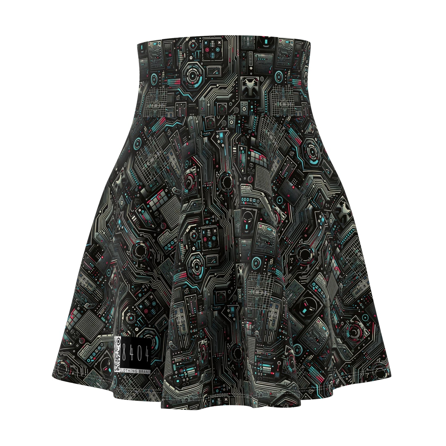 Tech Noir Aesthetics Sleek Tech Streetwear Women's Skater Skirt - 8404 Design-52