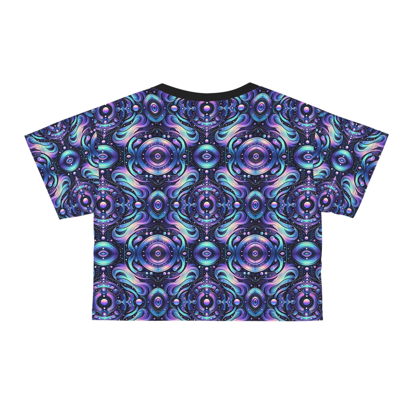 Iridescent Tech Fusion Tech-Forward Streetwear Crop Tee - 8404 Design-62