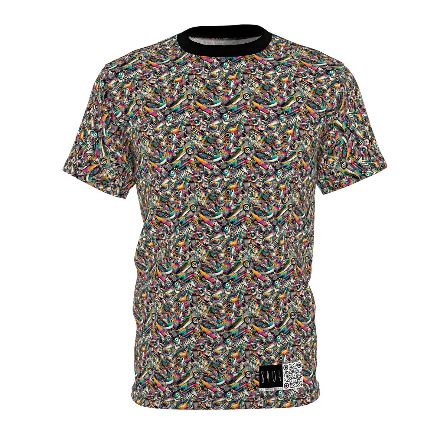 Urban Graffiti Fusion Eclectic Street Art Meets Modern Tech Culture Unisex Cut & Sew Tee - 8404 Design-55