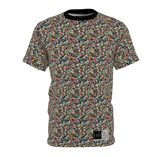 Urban Graffiti Fusion Eclectic Street Art Meets Modern Tech Culture Unisex Cut & Sew Tee - 8404 Design-55