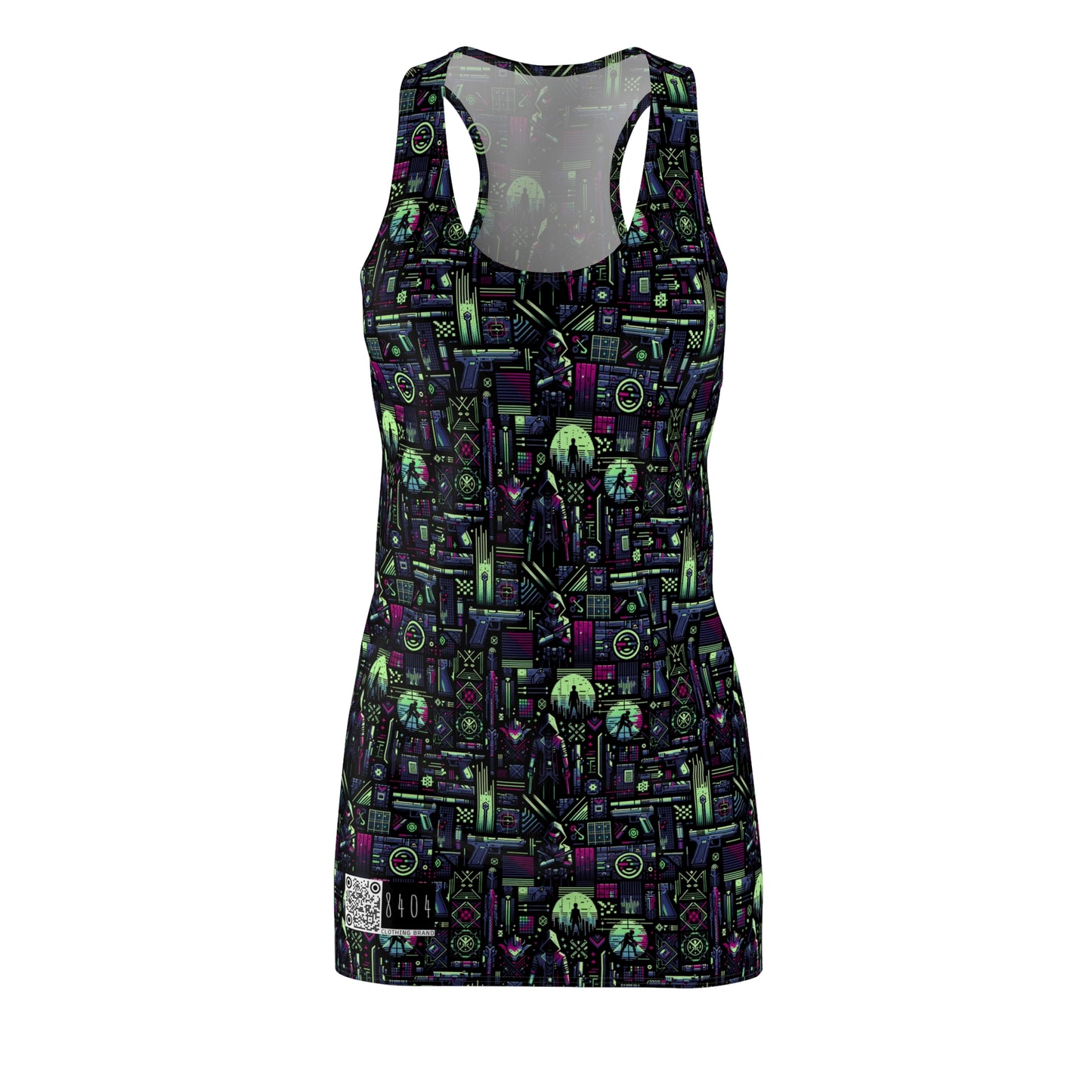Tech Noir Futuristic Cyberpunk Women's Cut & Sew Racerback Dress - 8404 Design-63