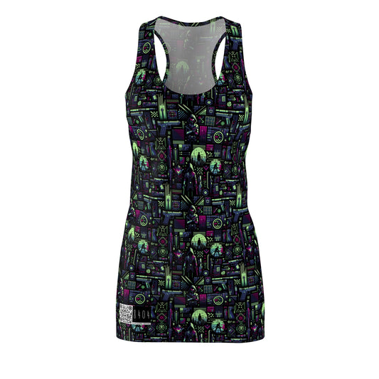 Tech Noir Futuristic Cyberpunk Women's Cut & Sew Racerback Dress - 8404 Design-63