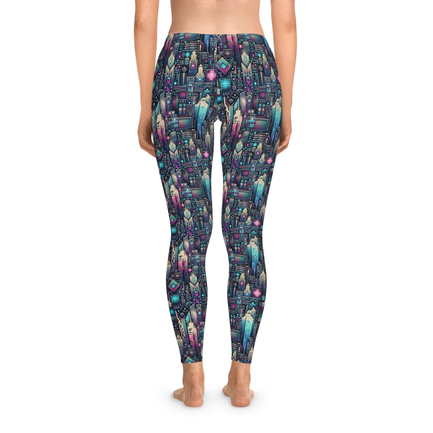 Digital Renaissance Tech-Forward Maximalism Stretch Leggings - 8404 Design-56