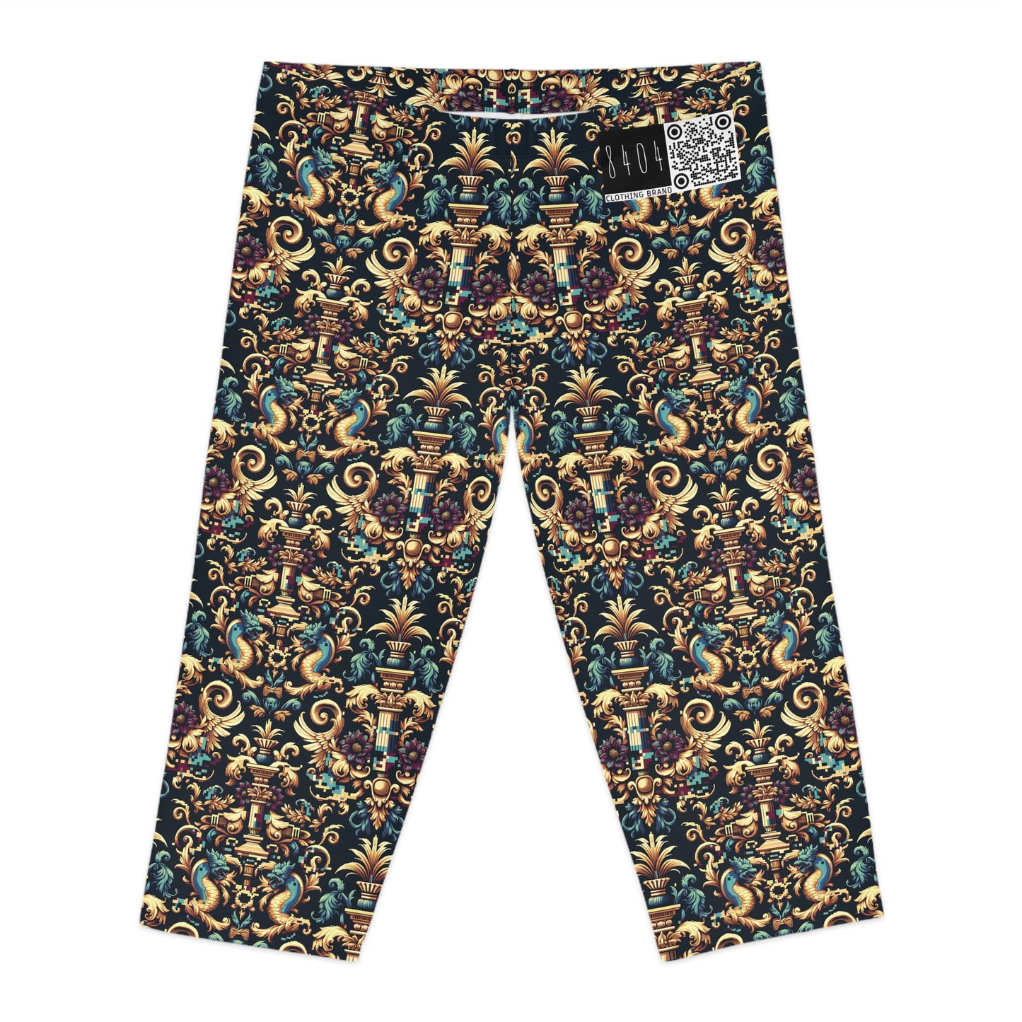 Digital Renaissance Modern Baroque Fusion Women's Capri Leggings - 8404 Design-57