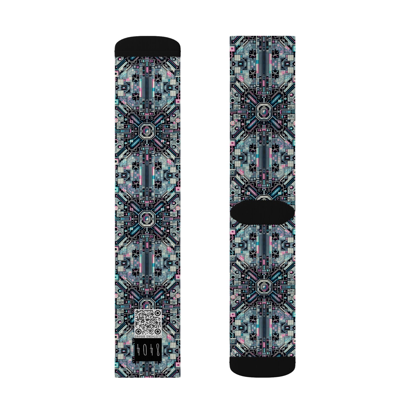 Digital Renaissance Tech-Forward Maximalism Sublimation Socks - 8404 Design-44