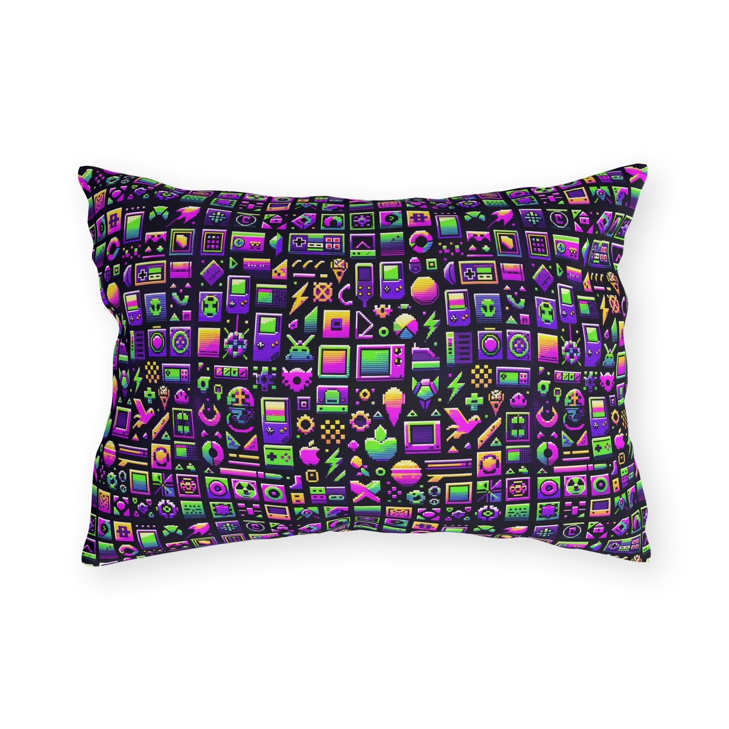 Digital Nostalgia Remix Modern Vintage Fusion Outdoor Pillow - 8404 Design-49