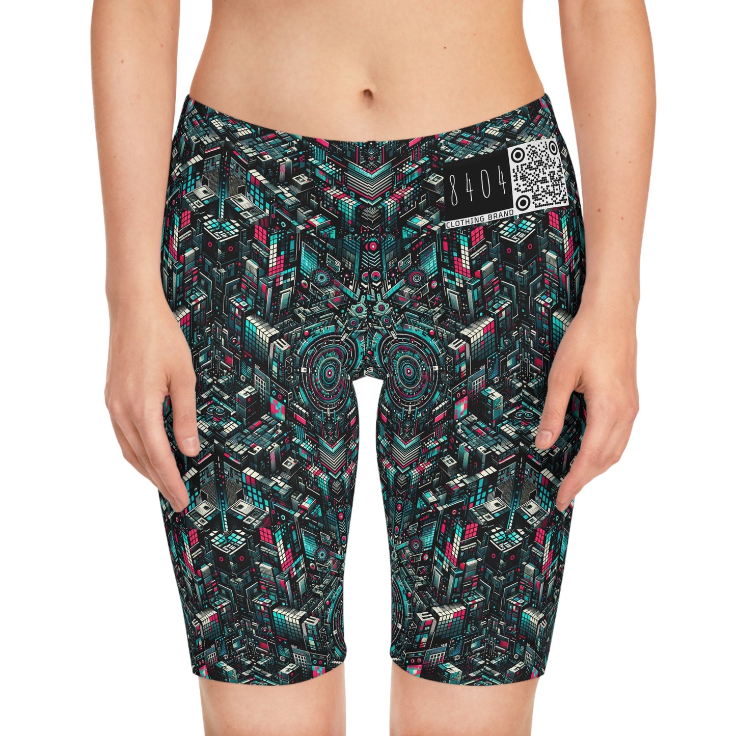 Digital Rebellion Tech-Inspired Streetwear Women's Bike Shorts - 8404 Design-54