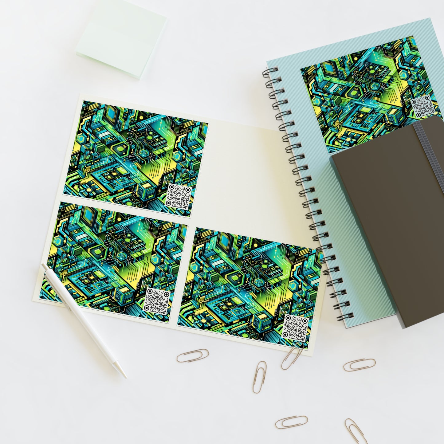 Tech-Infused Neon Tech-Forward Streetwear Sticker Sheets - 8404 Design-38