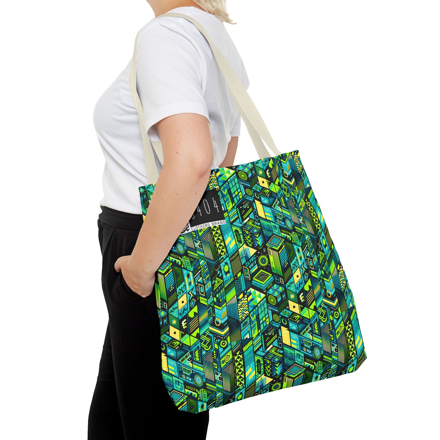 Tech-Infused Neon Tech-Forward Streetwear Tote Bag - 8404 Design-61