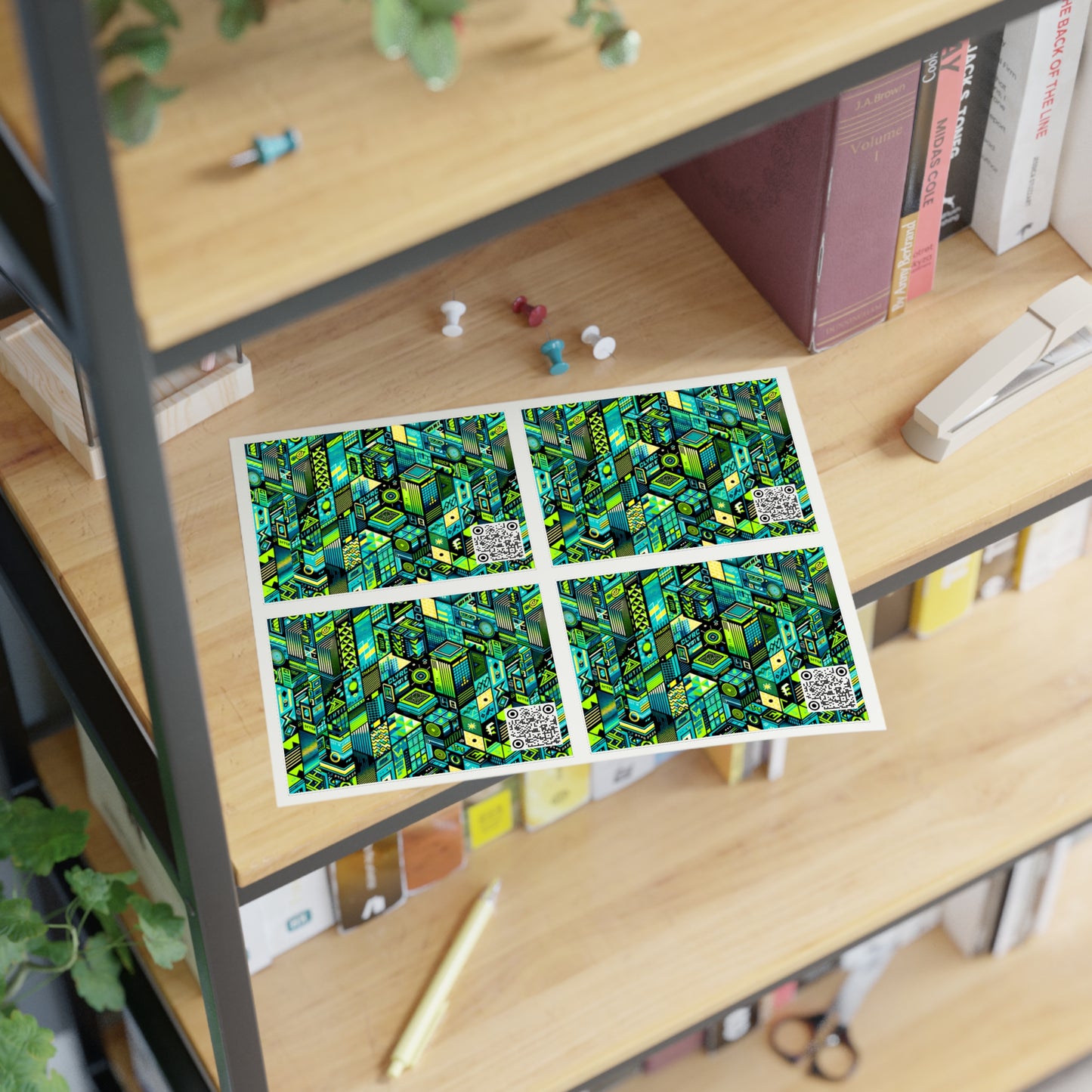 Tech-Infused Neon Tech-Forward Streetwear Sticker Sheets - 8404 Design-61