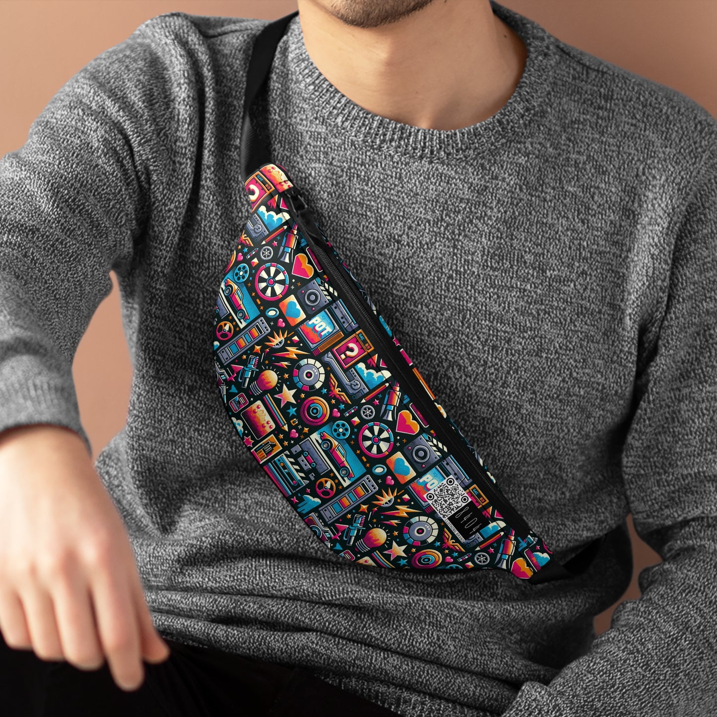 Digital Pop Culture Mashup Maximalist Pop Fanny Pack - 8404 Design-71