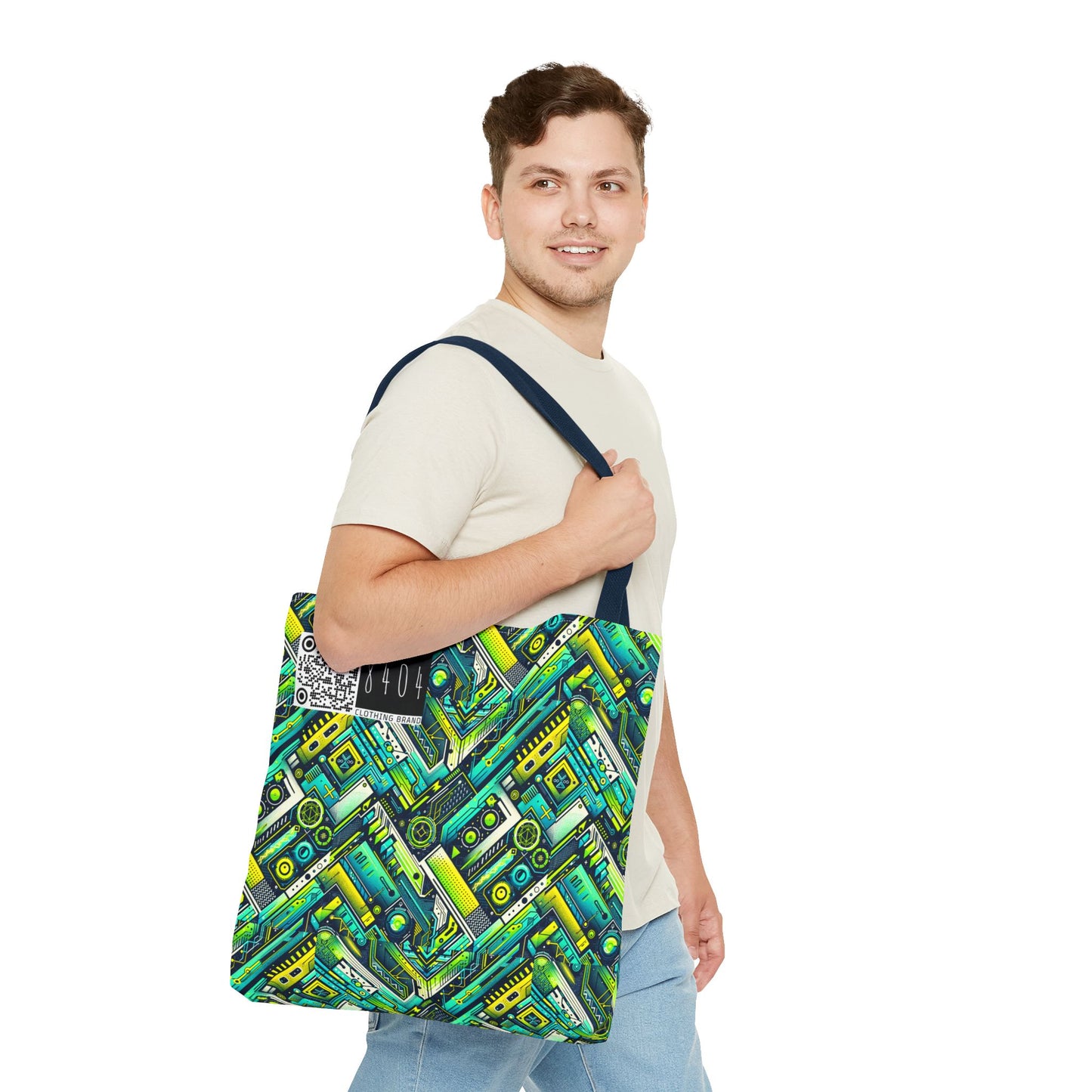 Tech-Infused Neon Tech-Forward Streetwear Tote Bag - 8404 Design-52