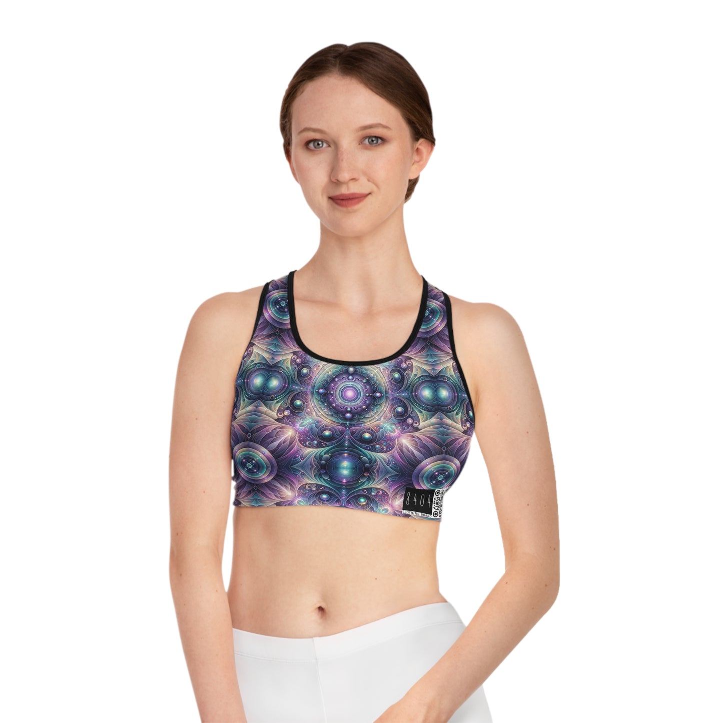 Iridescent Tech Fusion Tech-Forward Streetwear Sports Bra - 8404 Design-61