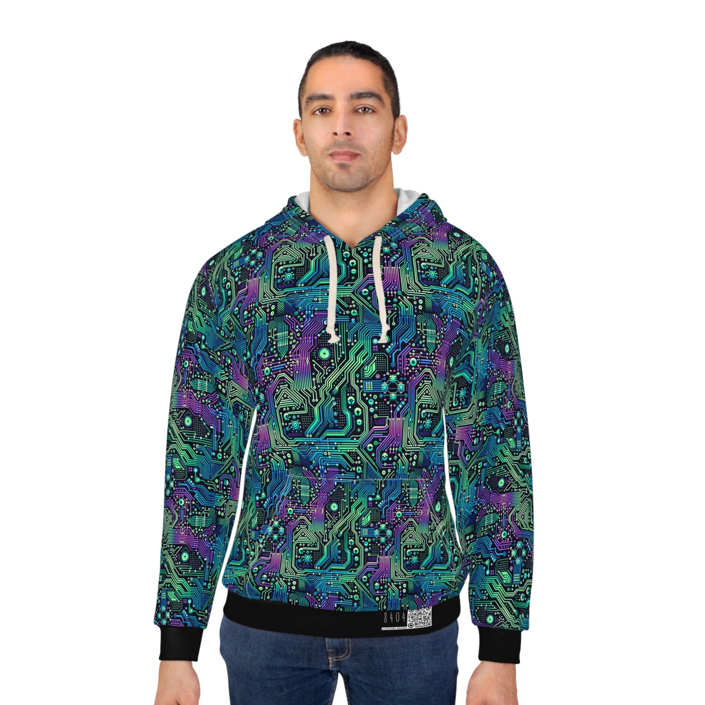 Tech-Infused Neon Tech-Forward Streetwear Pullover Hoodie - 8404 Design-66