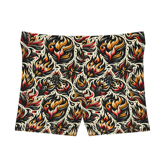 Fire & Flames Bold Streetwear Statement Women's Shorts - 8404 Design-57
