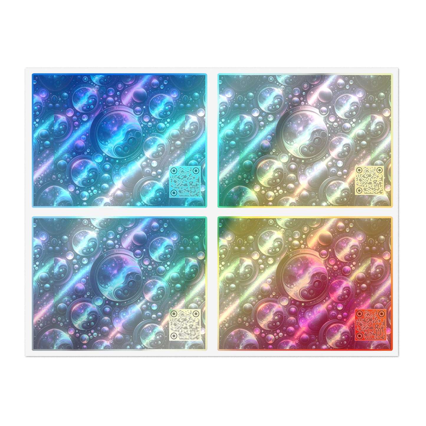 Iridescent Tech Fusion Tech-Forward Streetwear Sticker Sheets - 8404 Design-51