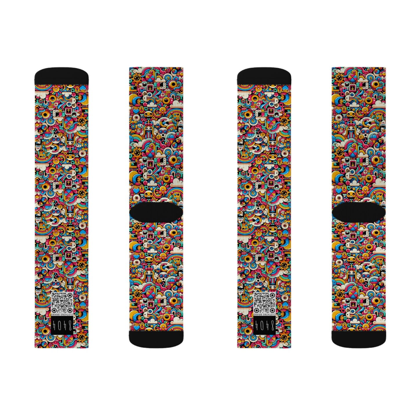 Neon Pop Playful Pop Culture Mashup Sublimation Socks - 8404 Design-62