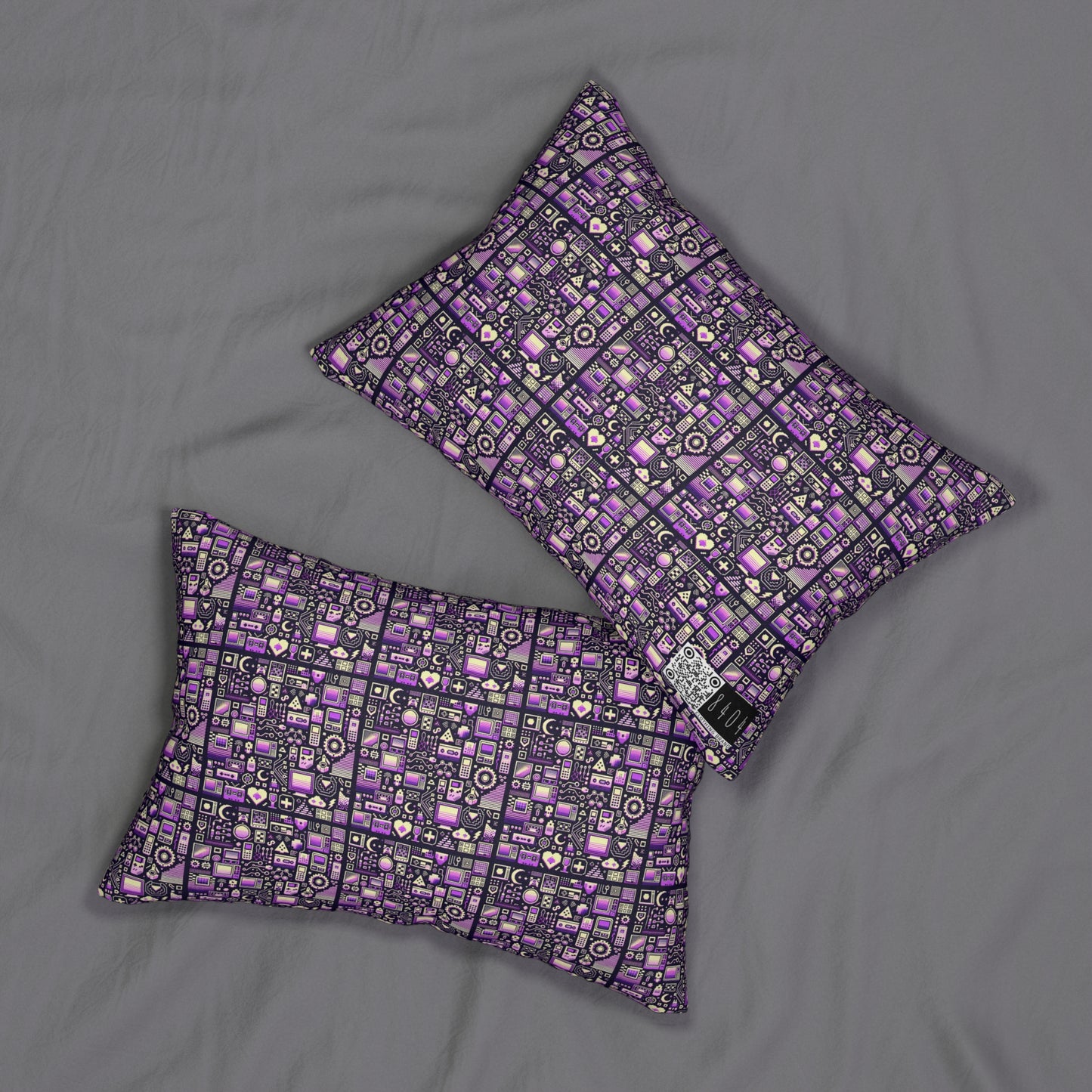 Digital Nostalgia Remix Modern Vintage Fusion Spun Polyester Lumbar Pillow - 8404 Design-54 S