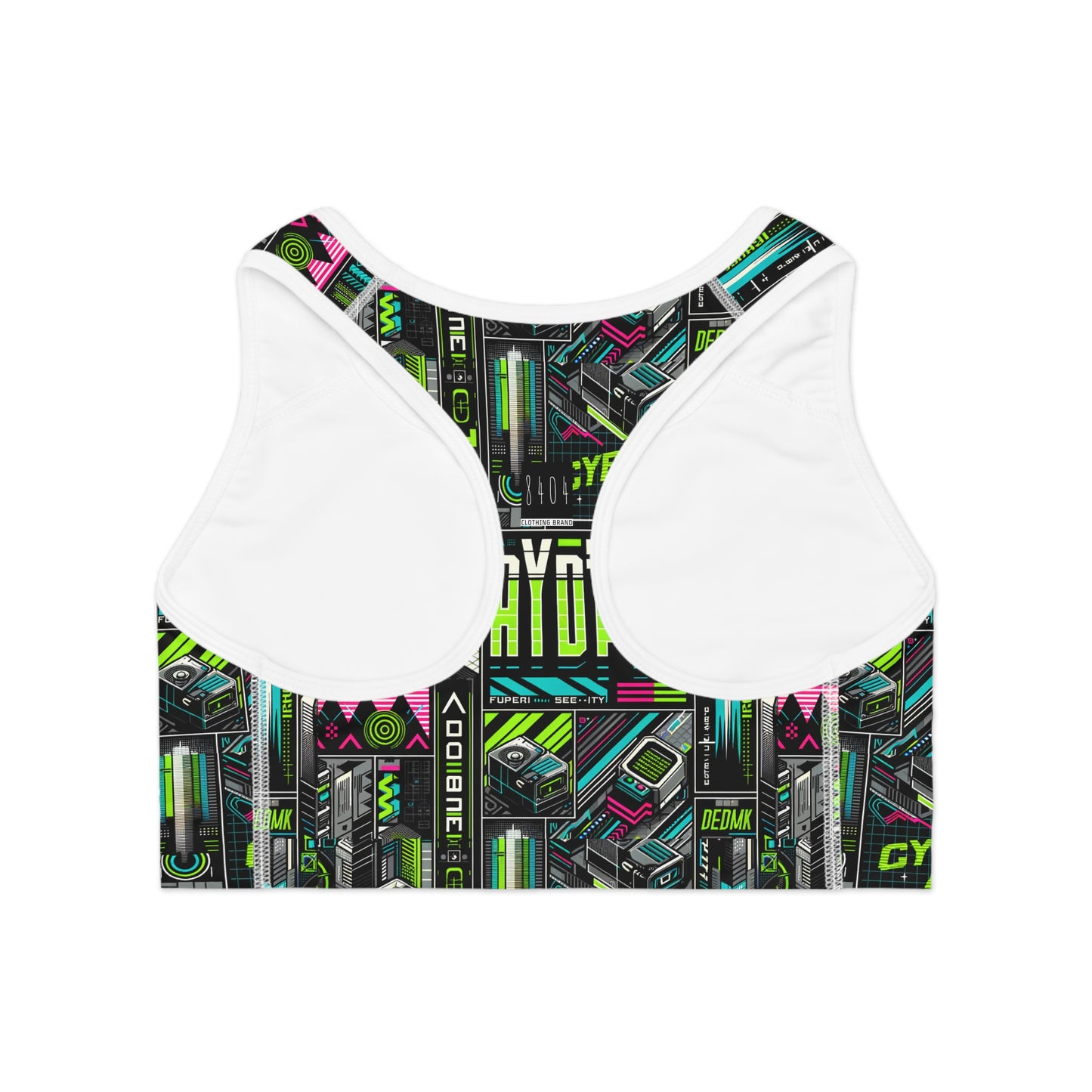 Tech-Forward Graphics Tech-Inspired Streetwear Sports Bra - 8404 Design-46